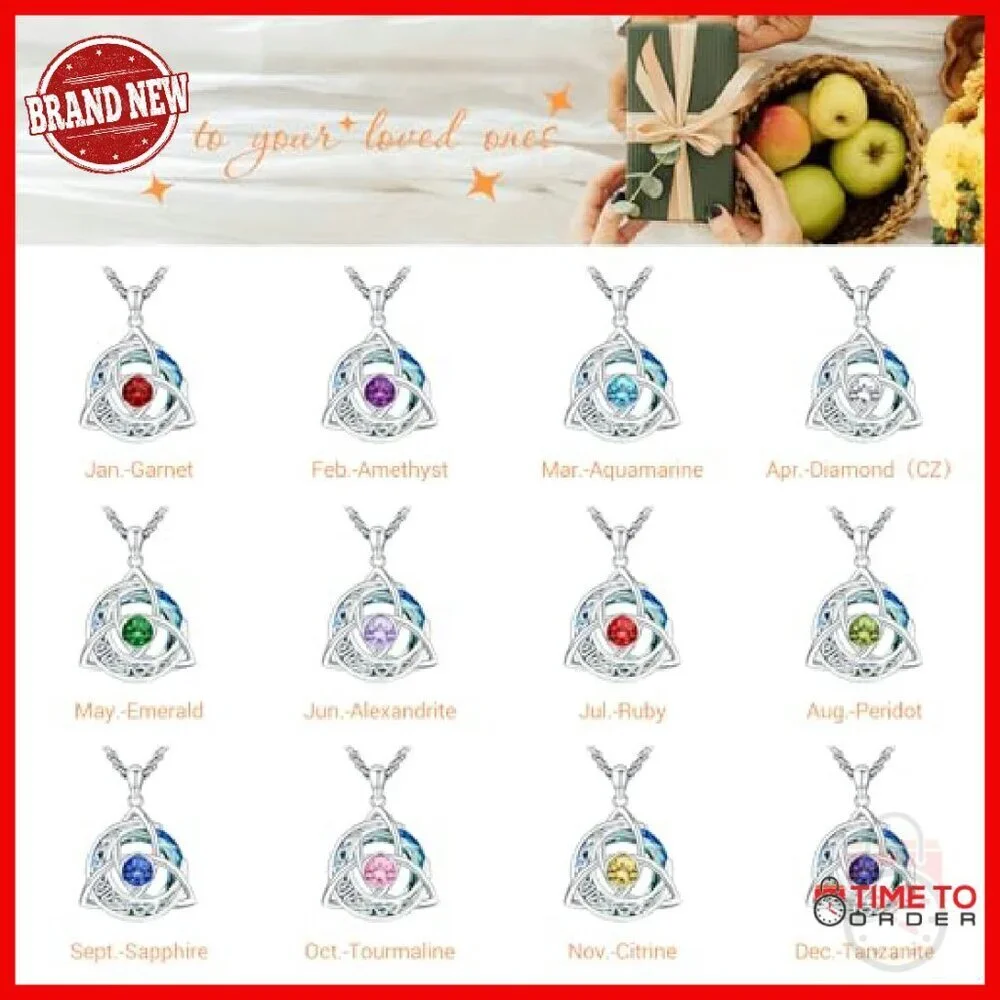Sterling Silver Trinity Knot Pendant Necklace with Garnet Birthstone